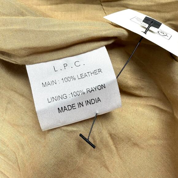 L.P.C Linea Pelle Collection tan lamb leather motorcycle jacket fitted - Picture 8 of 16